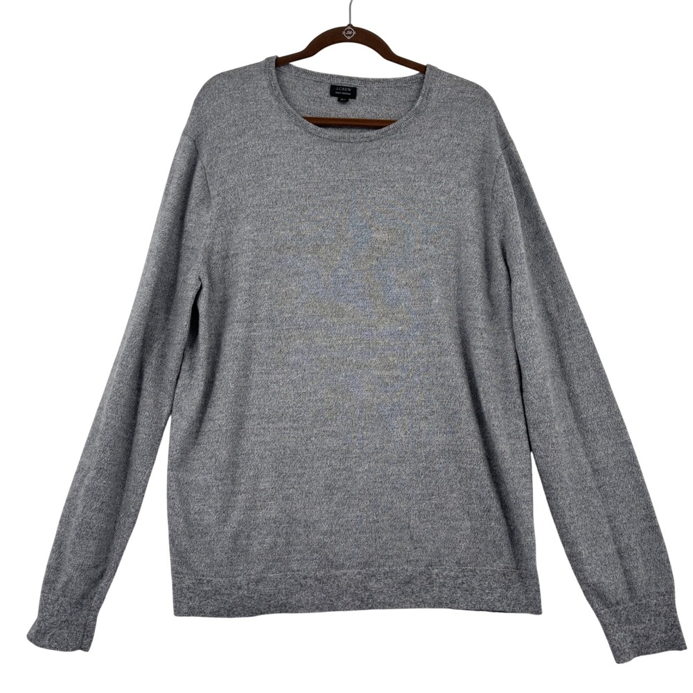 J.Crew Merino Wool Crewneck Sweater Mens XLT Gray Lightweight Knit Long Sleeve